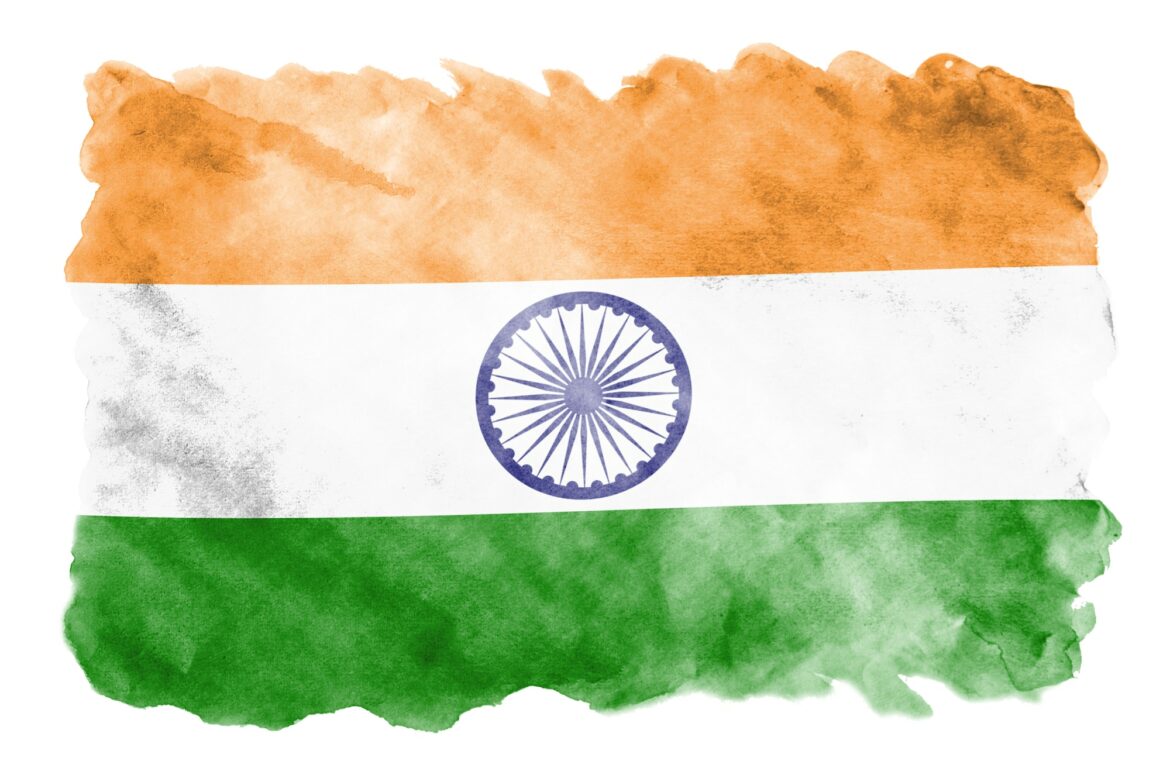 India flag is depicted in liquid watercolor style isolated on white background India flag is depicted in liquid watercolor style isolated on white background